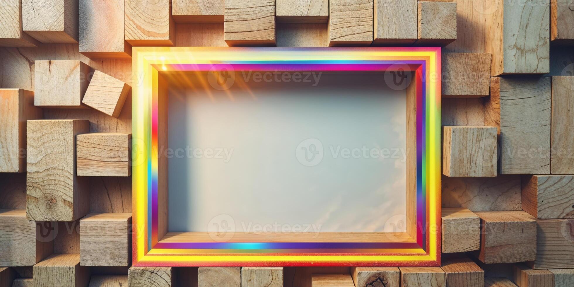 Wooden Blocks Frame Border Blank Space Copy Space photo
