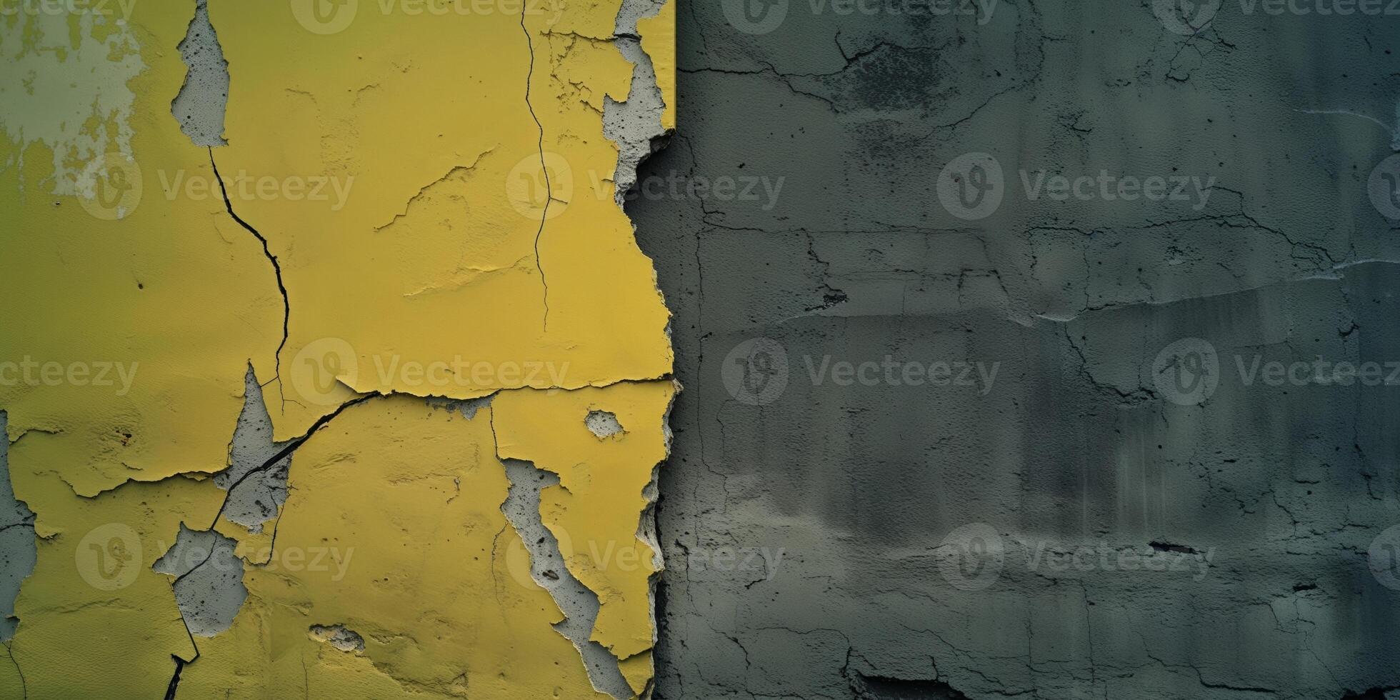 Bright yellow and dark gray textured wall creates a striking contrast in modern urban setting photo