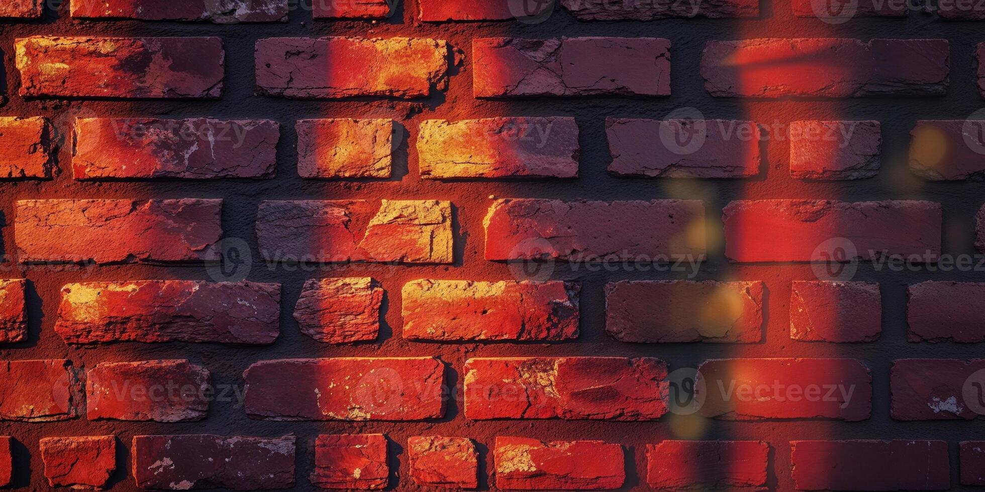 A brick wall with red paint on it photo