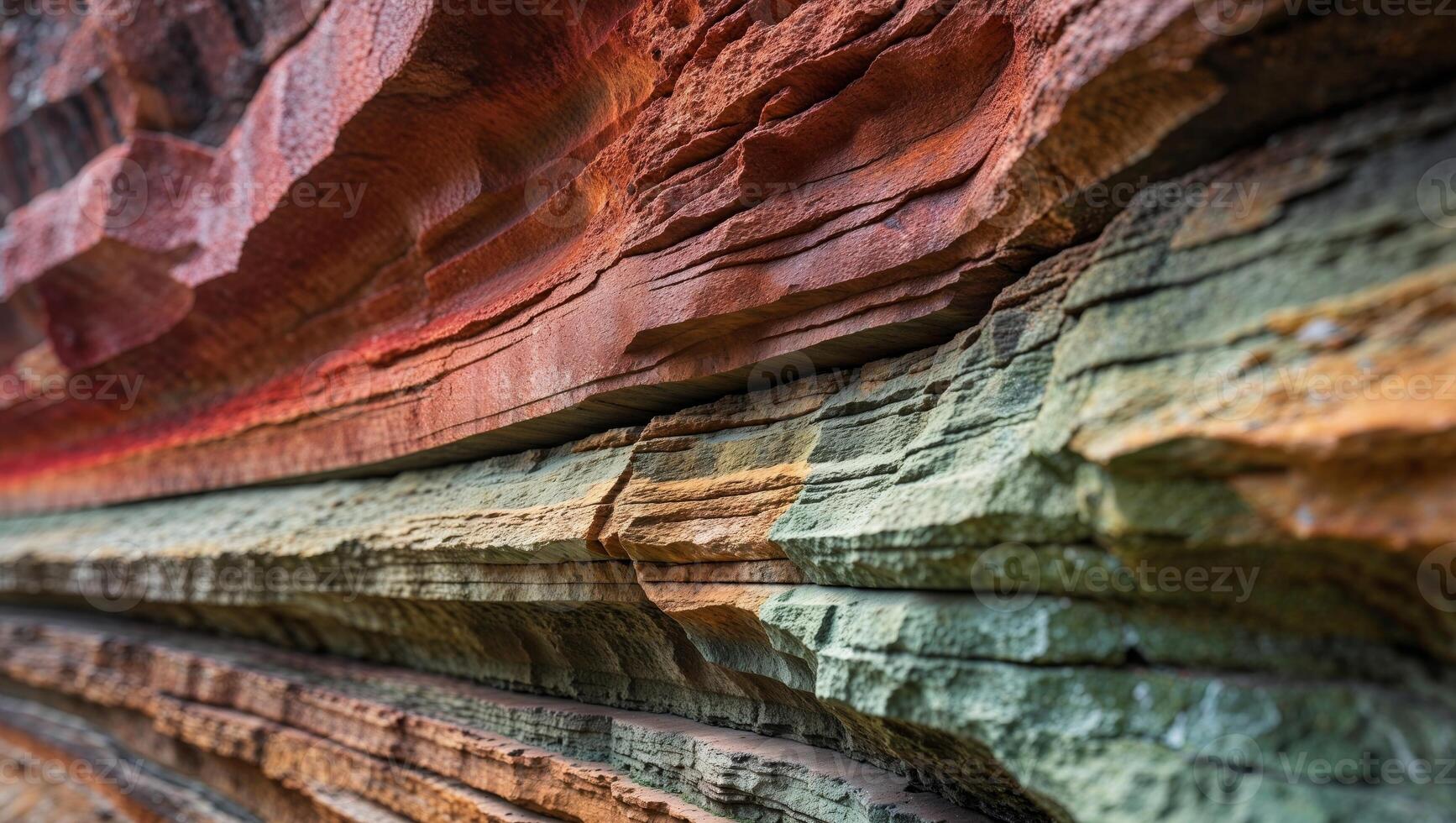 A close up of a rock wall with a rainbow pattern photo