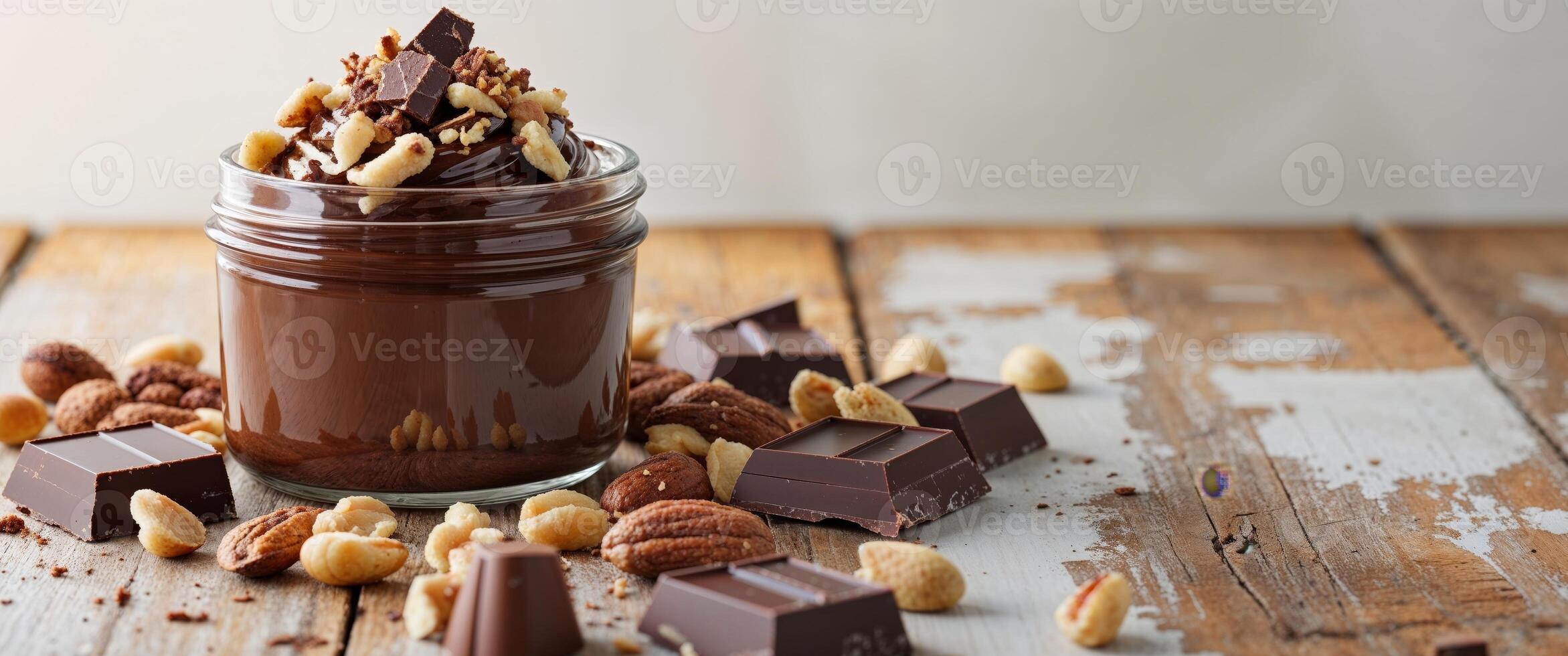 Chocolate and nuts in a jar photo