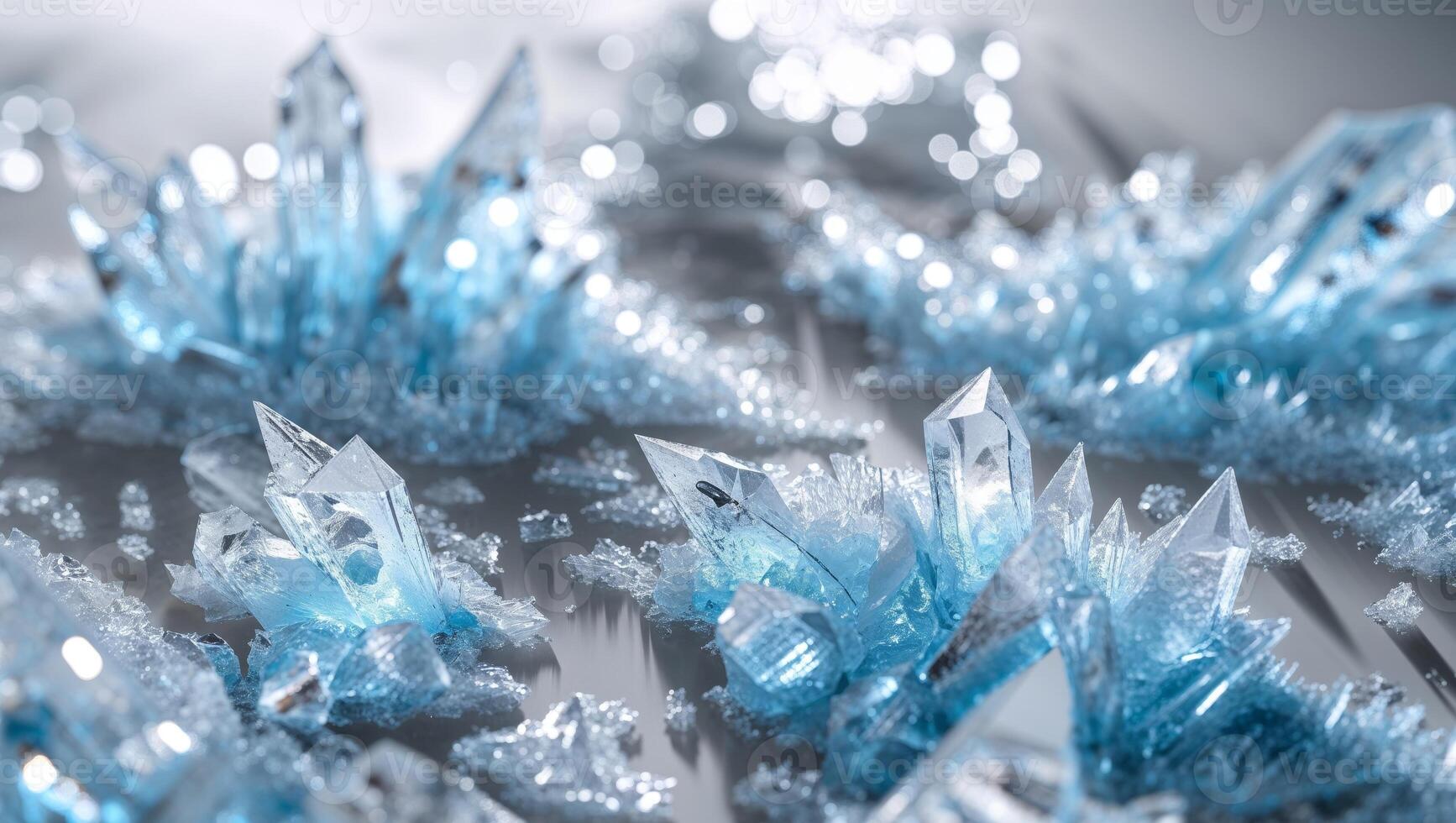 Frozen Elegance - Abstract Ice Texture with Frosty Blue and White Crystals. photo
