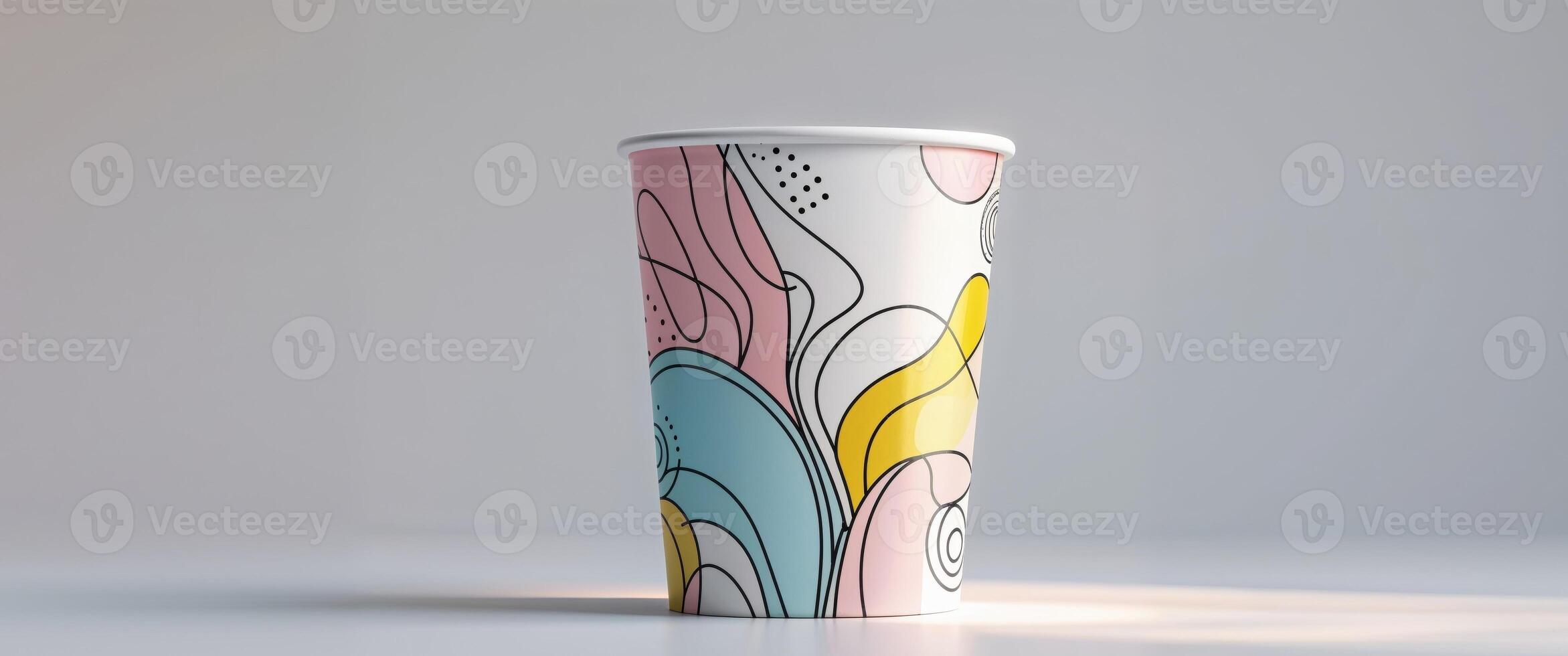 A cup with a colorful design on it photo