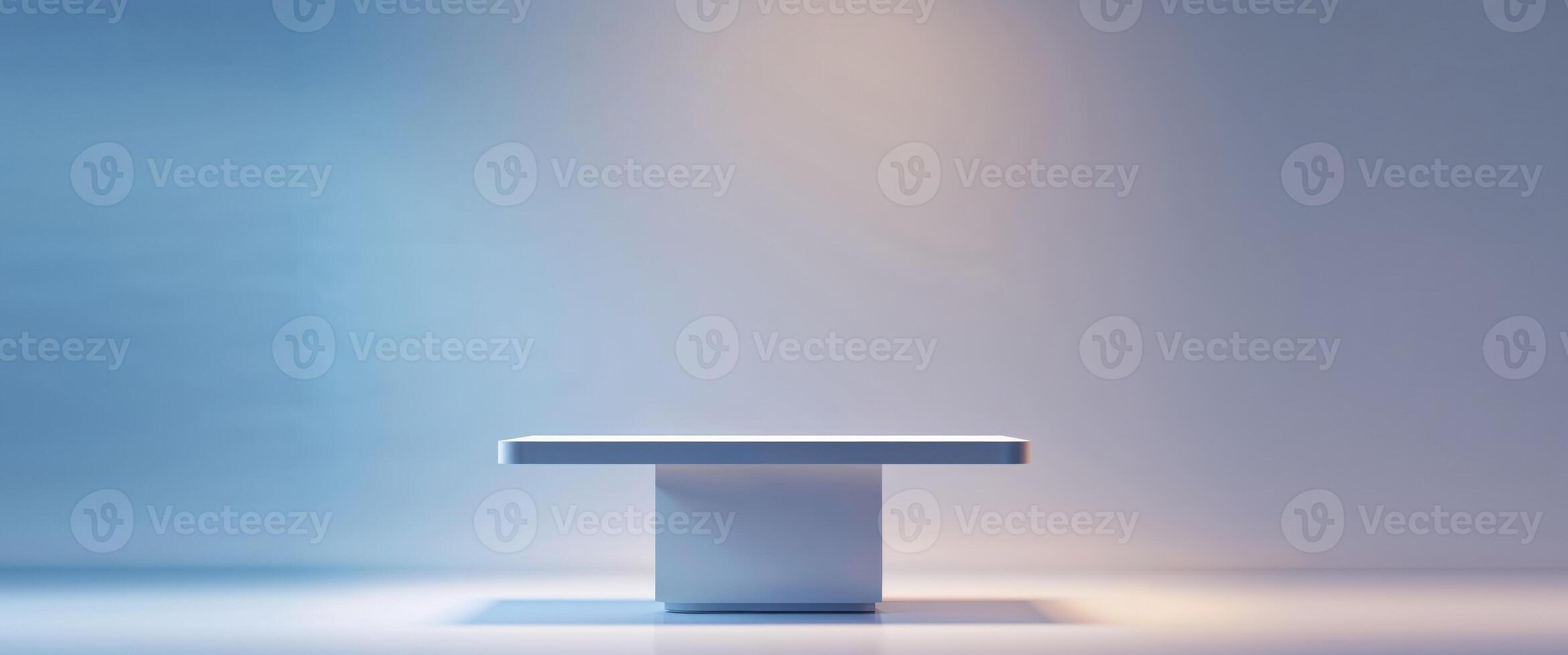 A white table in a room with a light photo