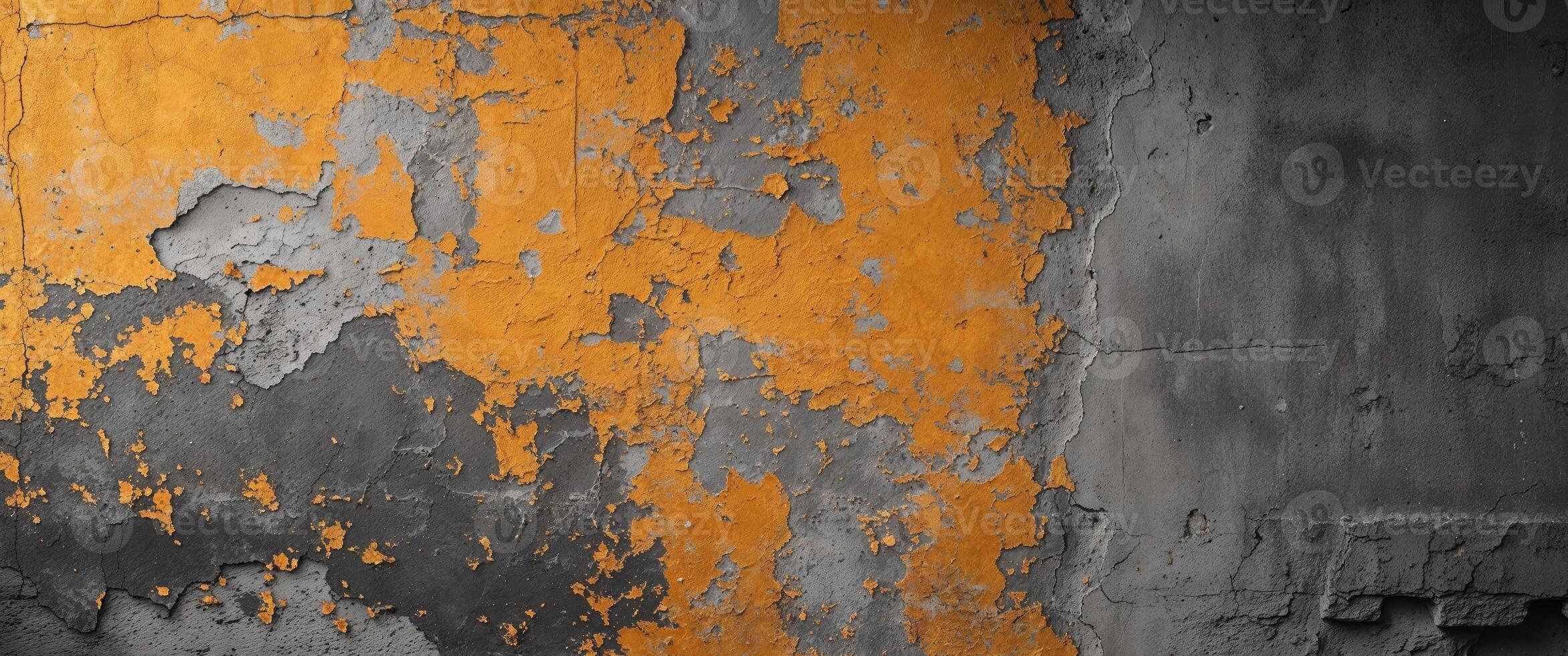 An orange and gray wall with peeling paint photo