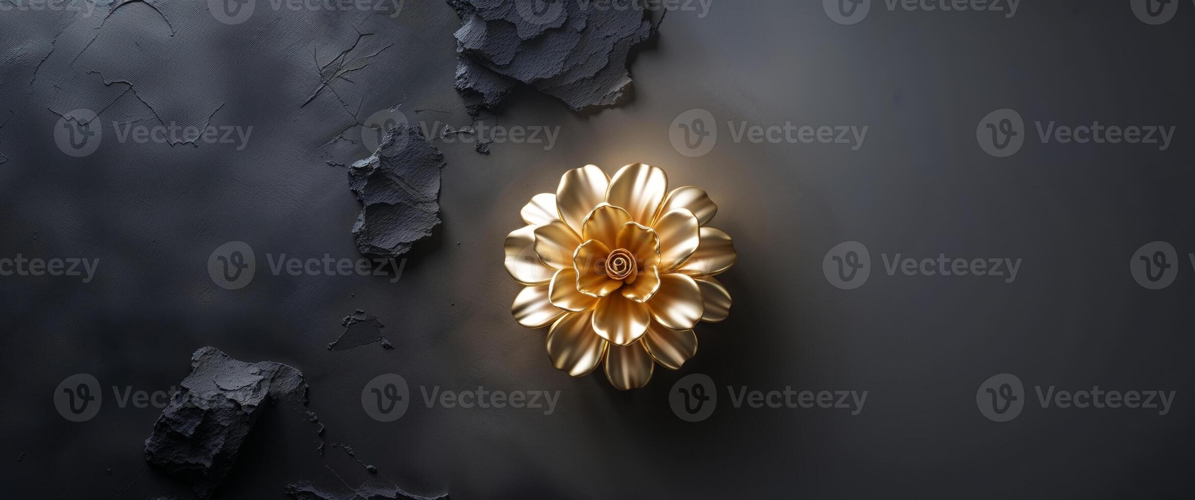 golden mockup poster horizontal on dark background photo