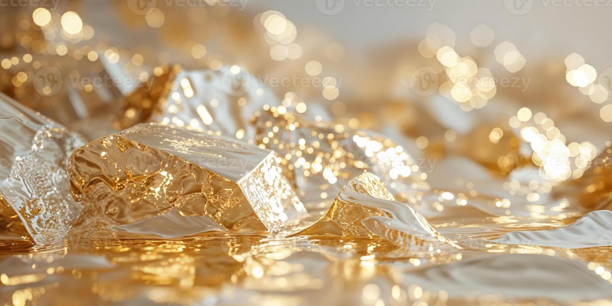 Golden Tiles Gleaming Abstract Background with Rich Texture. photo