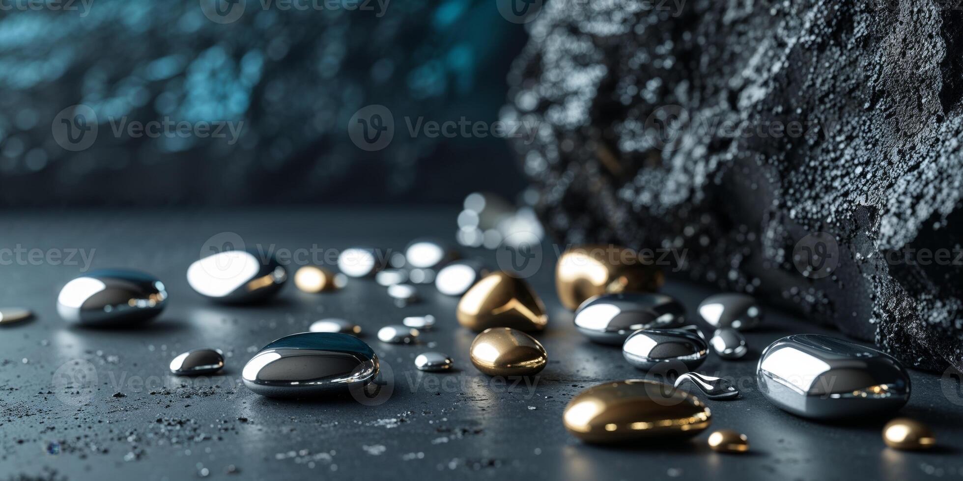 A pile of shiny metal balls on a black background photo