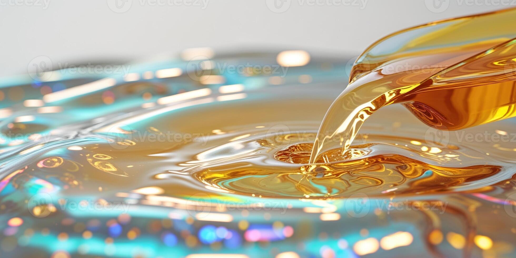 A close up of a liquid being poured into a glass photo