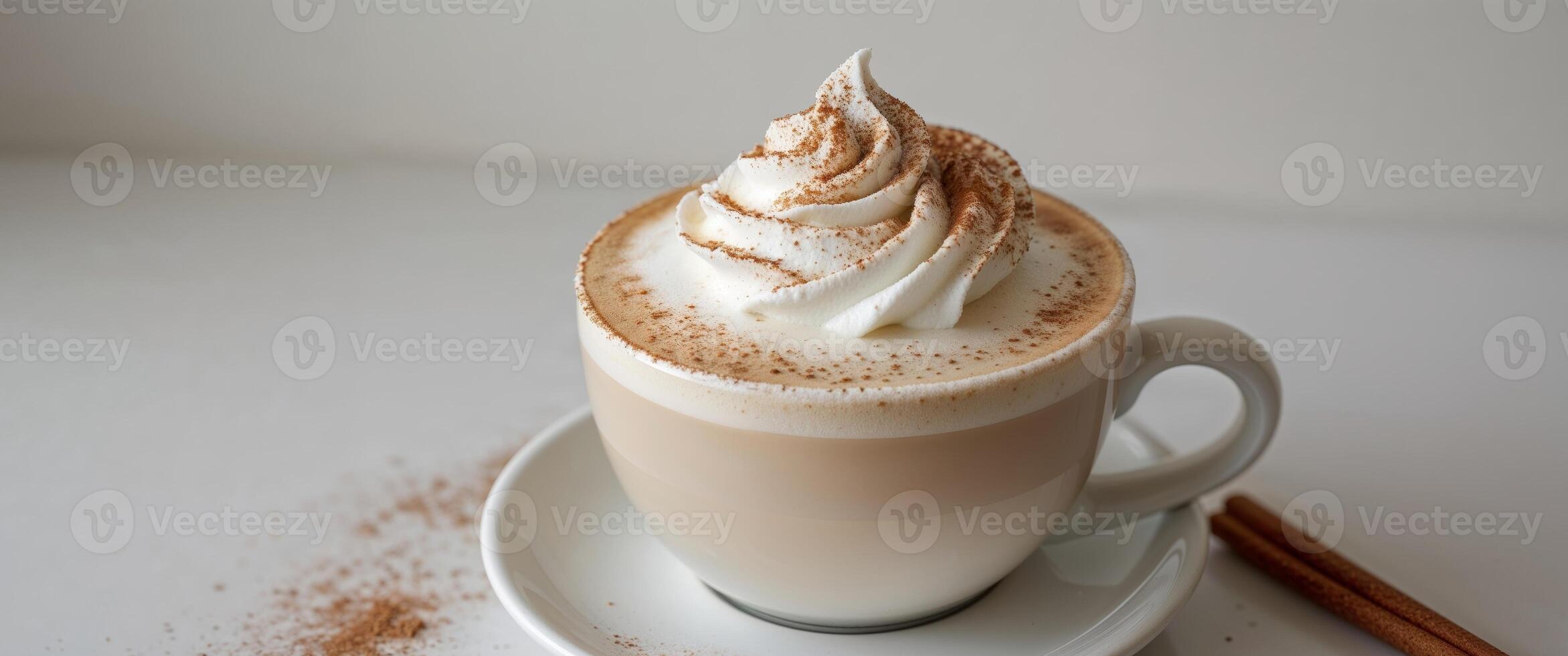 Frothy Cappuccino with Creamy Foam and Cinnamon Dusting. photo