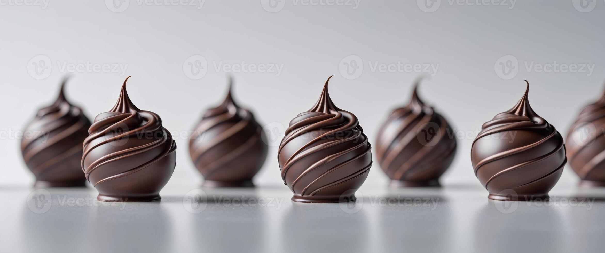 Gourmet Dark Chocolate Truffles with Decorative Swirls photo