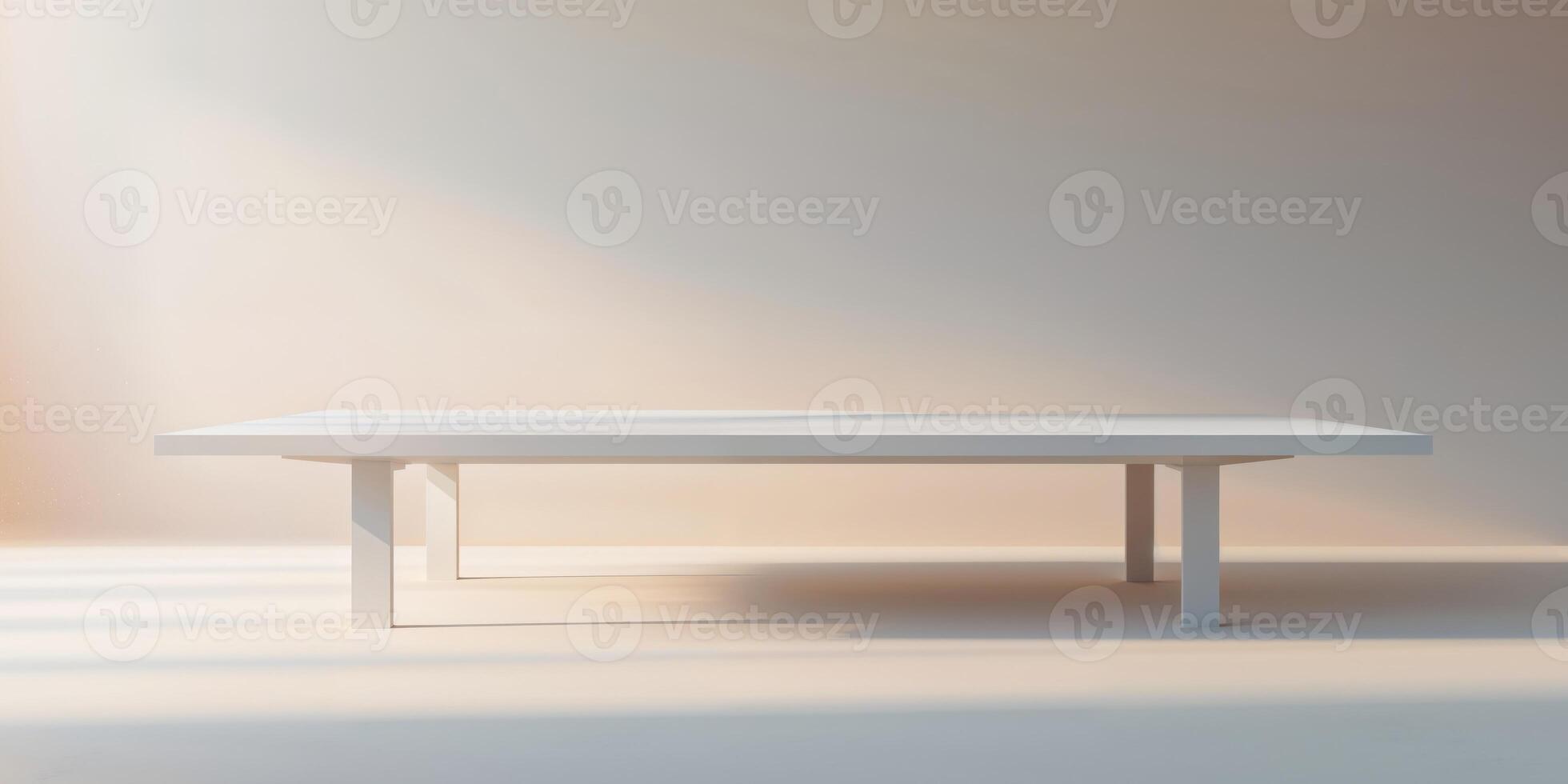 A white table in a room with sunlight photo