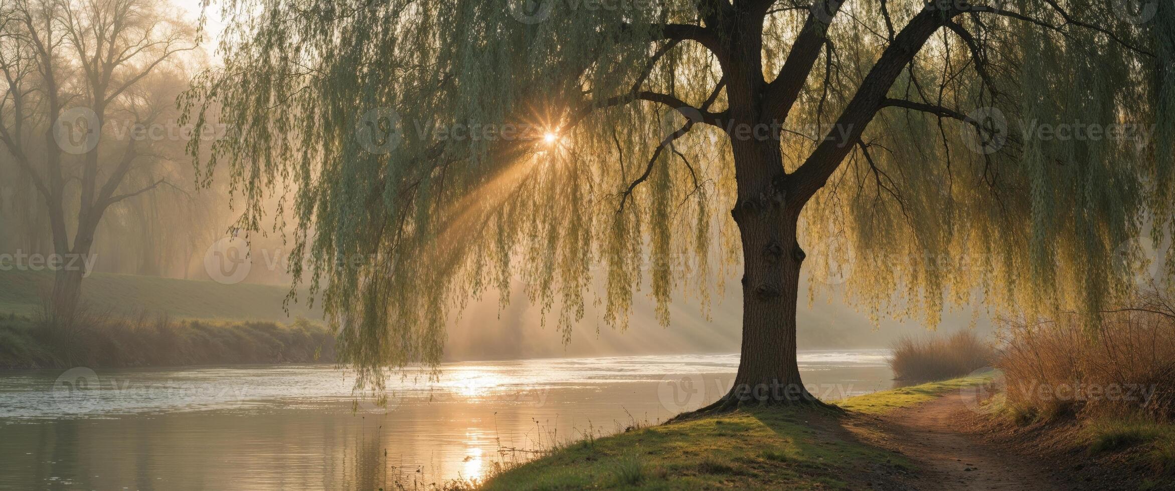 Willow tree in the morning light photo