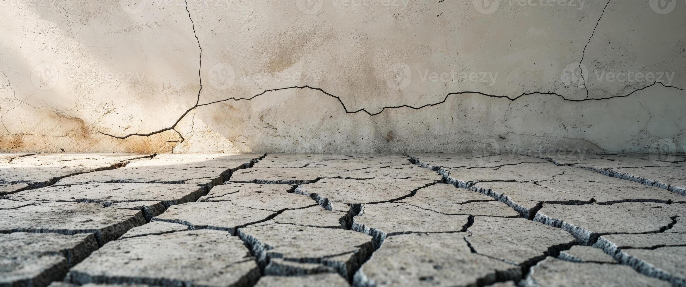A cracked concrete floor with cracks in it photo