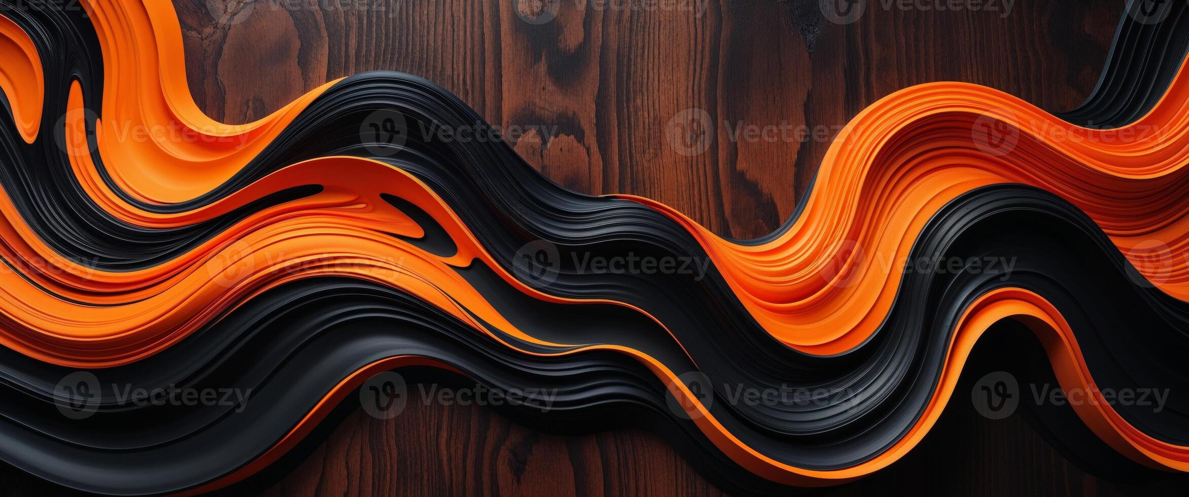 3d rendering of a black and orange wave photo
