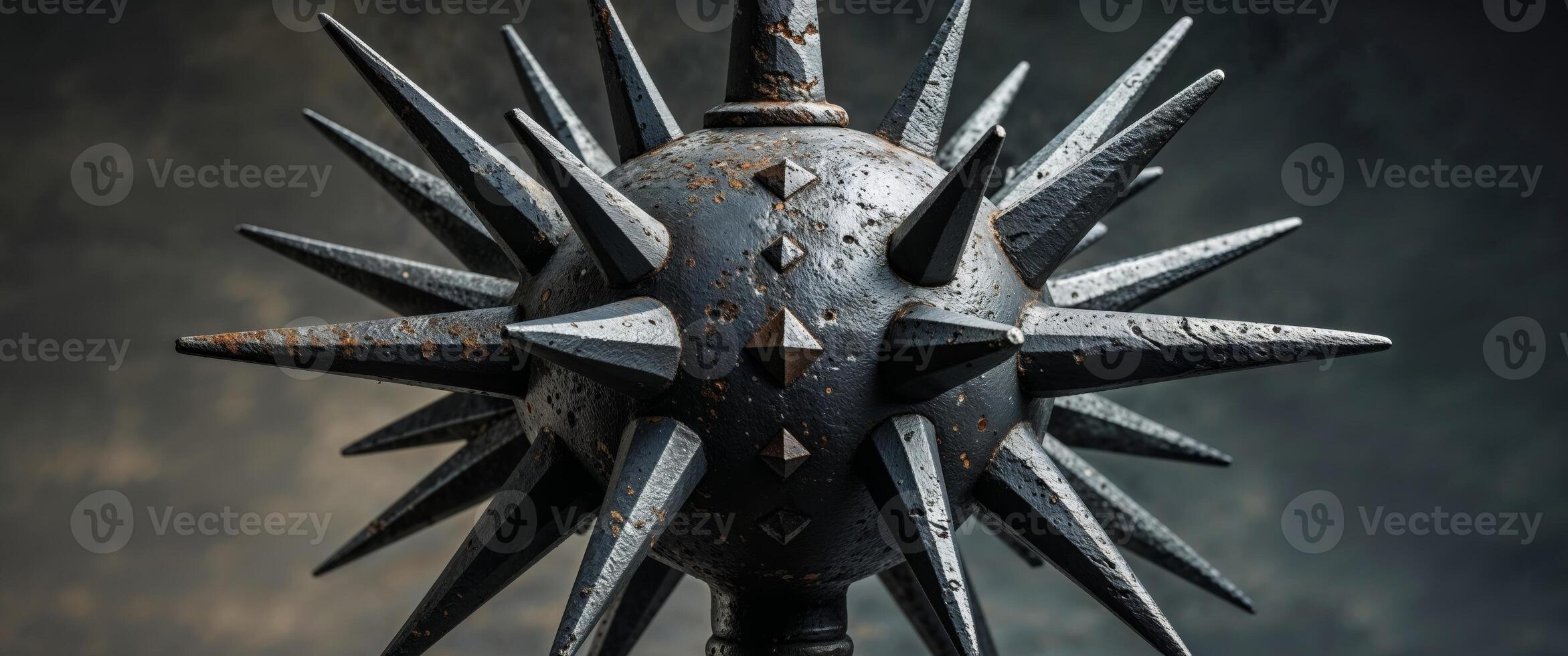 A metal spike on a black background photo