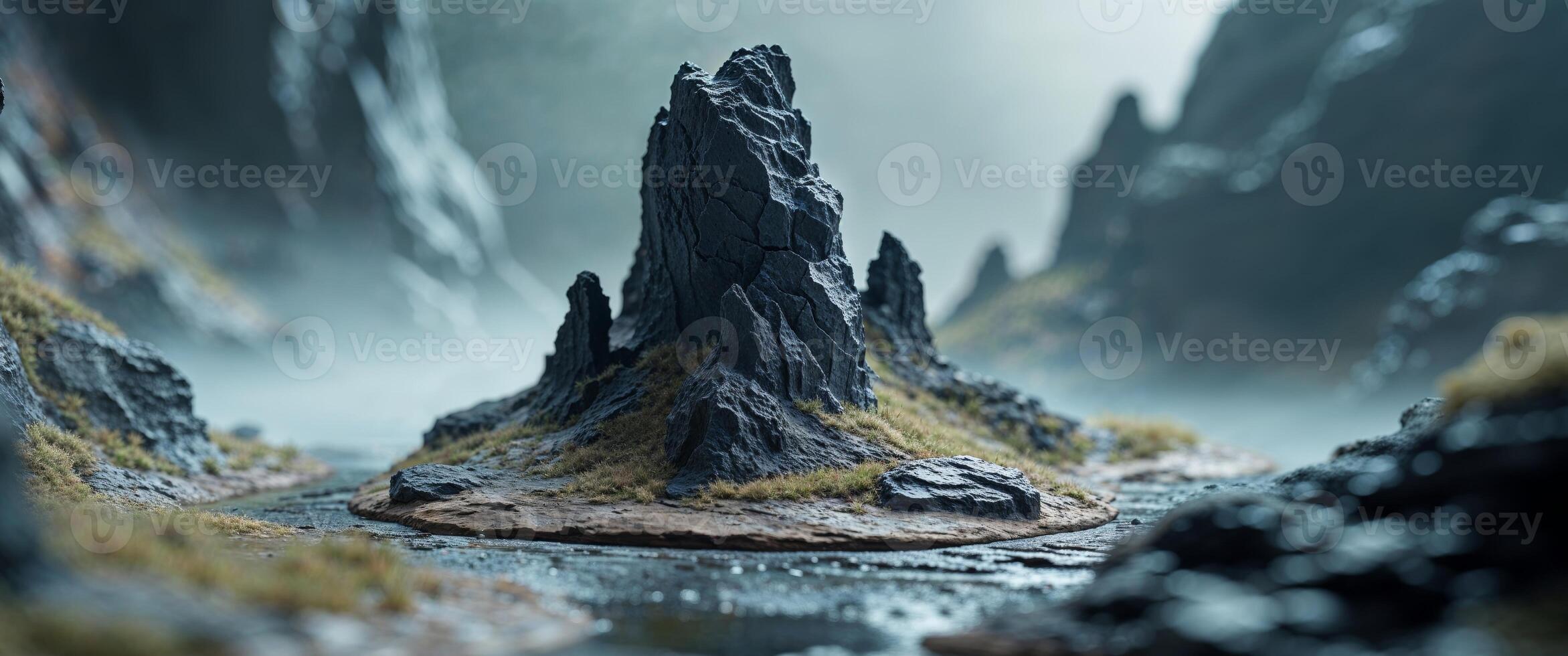 A small mountain in the middle of a river photo