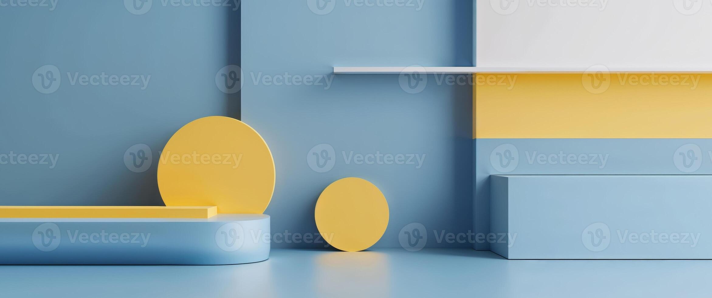 Abstract background featuring geometric shapes in blue and yellow tones. photo
