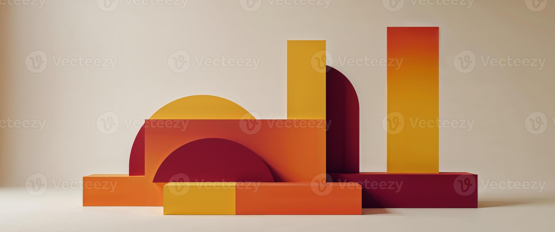 Abstract art with bold geometric shapes warm palette photo