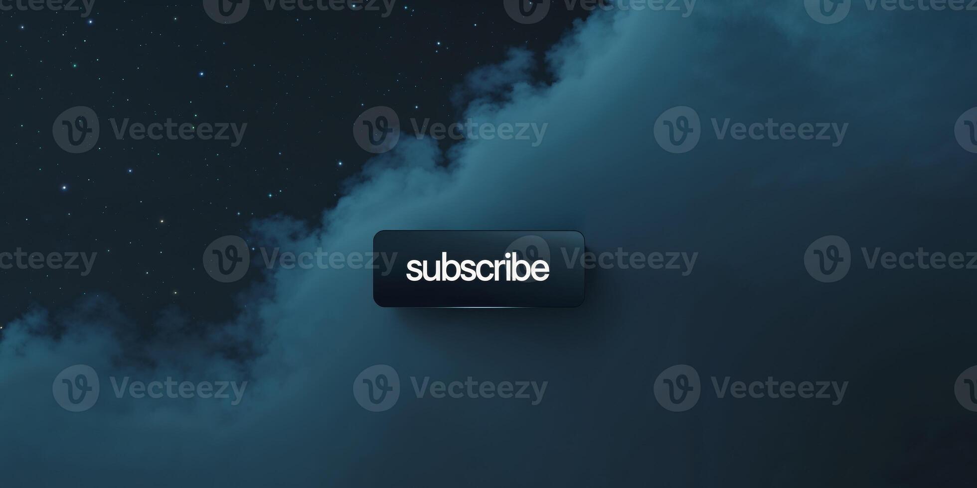 A dark sky backdrop features a subscribe button with white lettering. photo