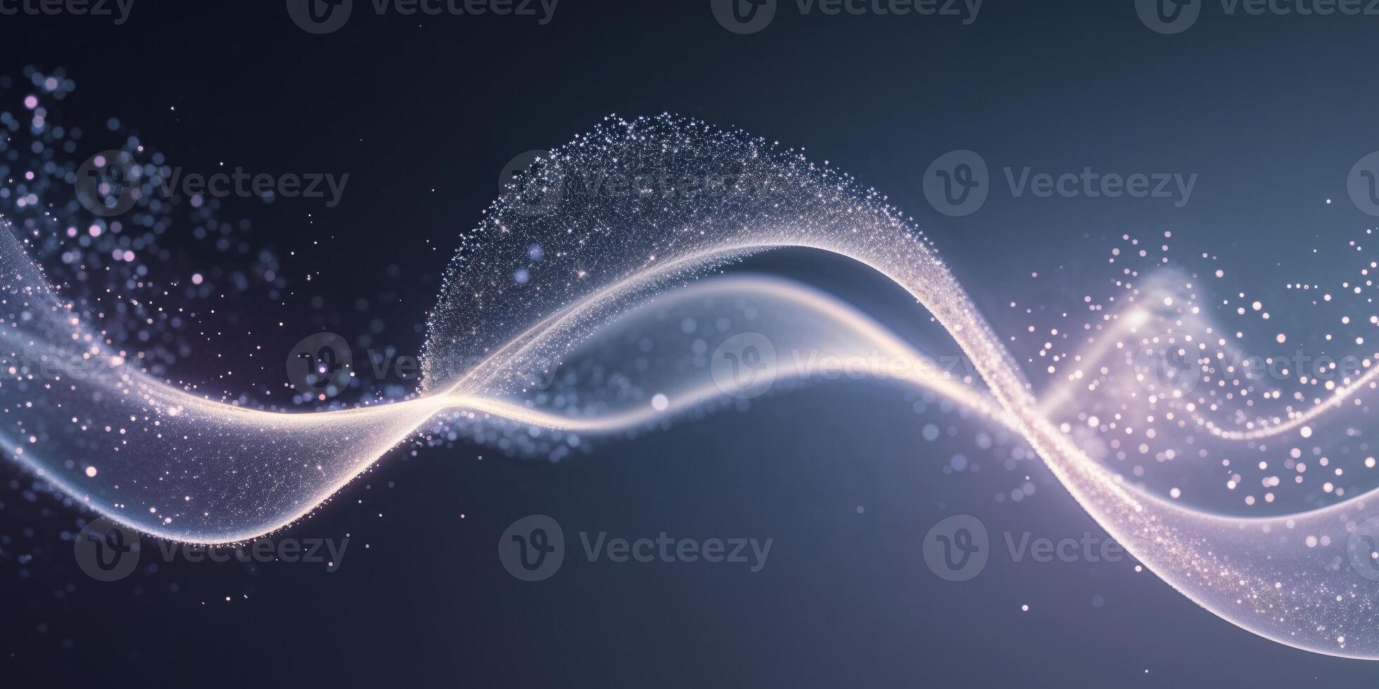 Glowing particles flowing upward creating a futuristic abstract background design. photo