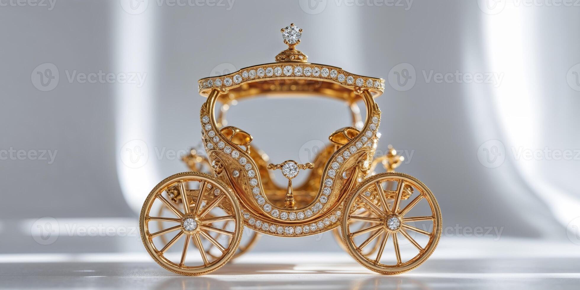 Closeup of a Gold and Diamond Carriage Miniature. photo