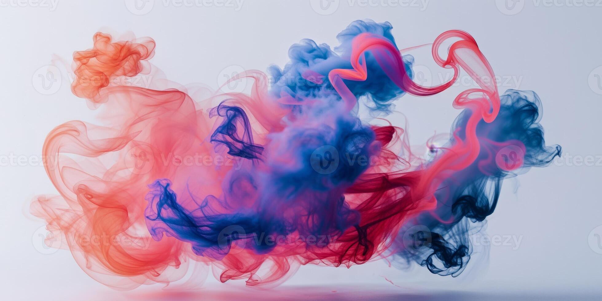 Colorful ink in water on white background photo