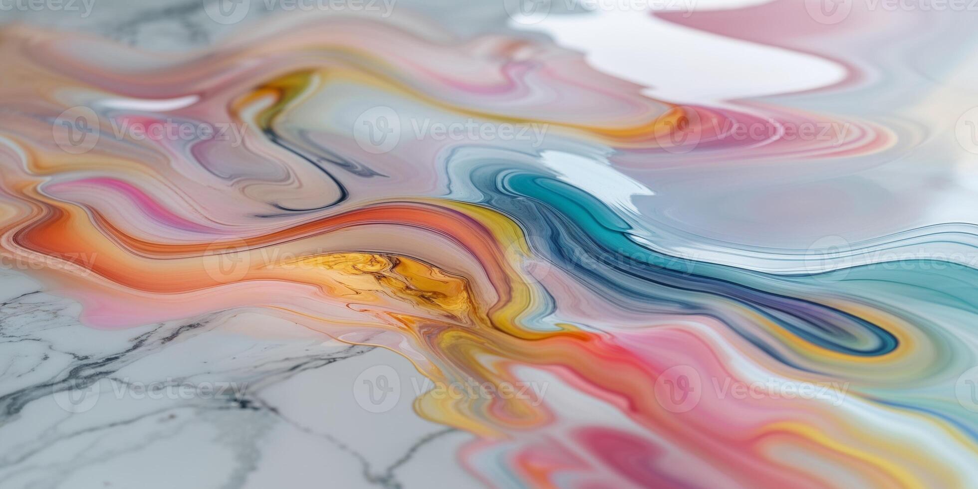 A colorful liquid flowing over a marble surface photo
