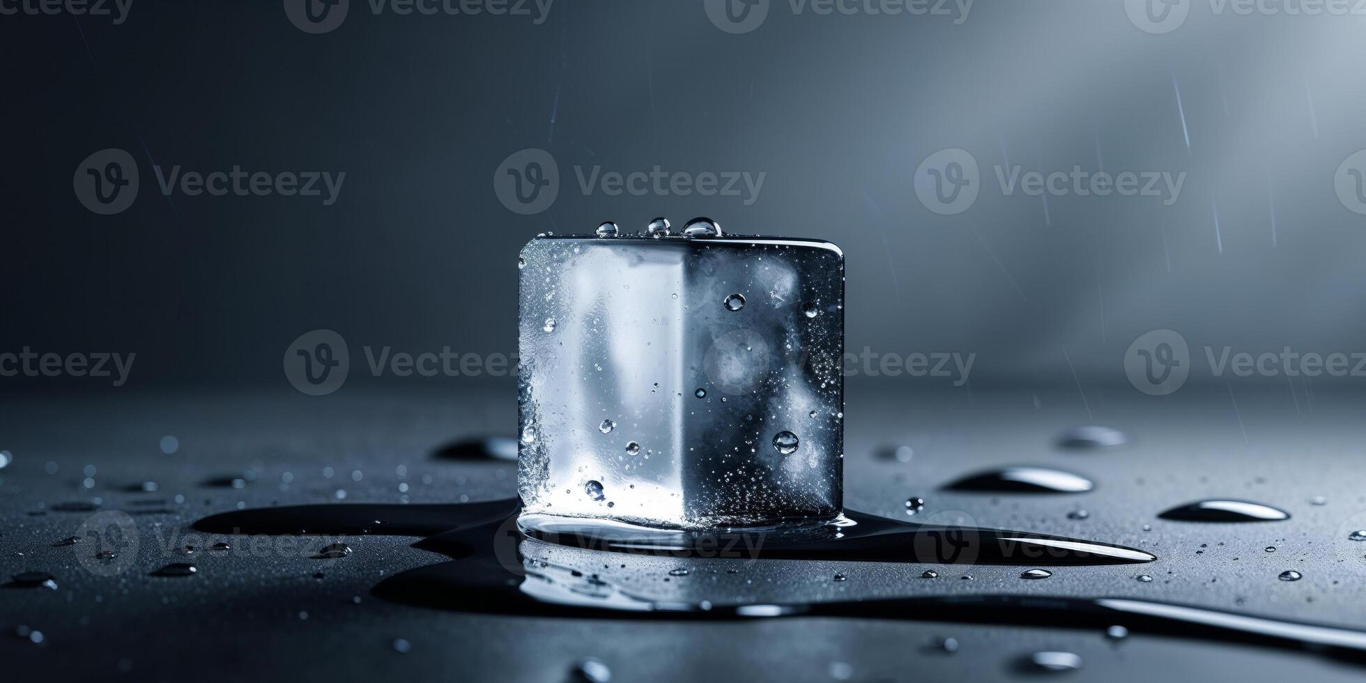 A block of ice is sitting on a table photo