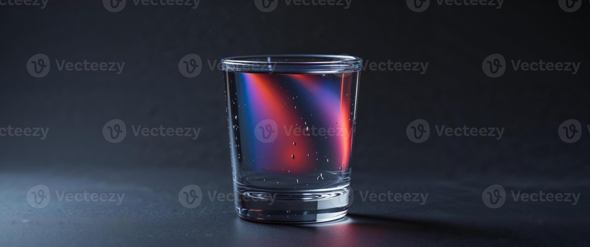 A shot glass with a red and blue liquid photo