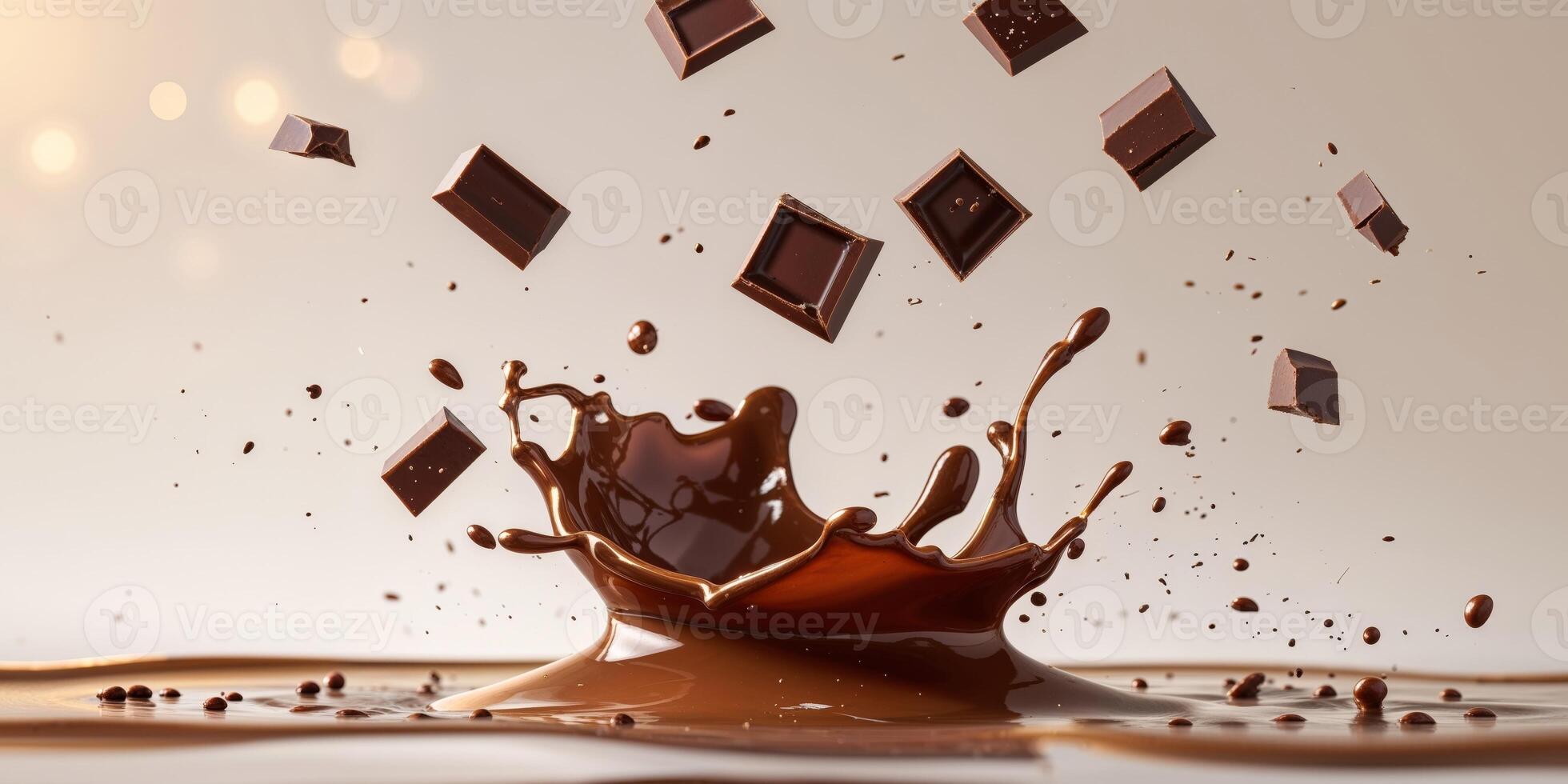 Splash of Liquid Chocolate with Flying Chunks photo
