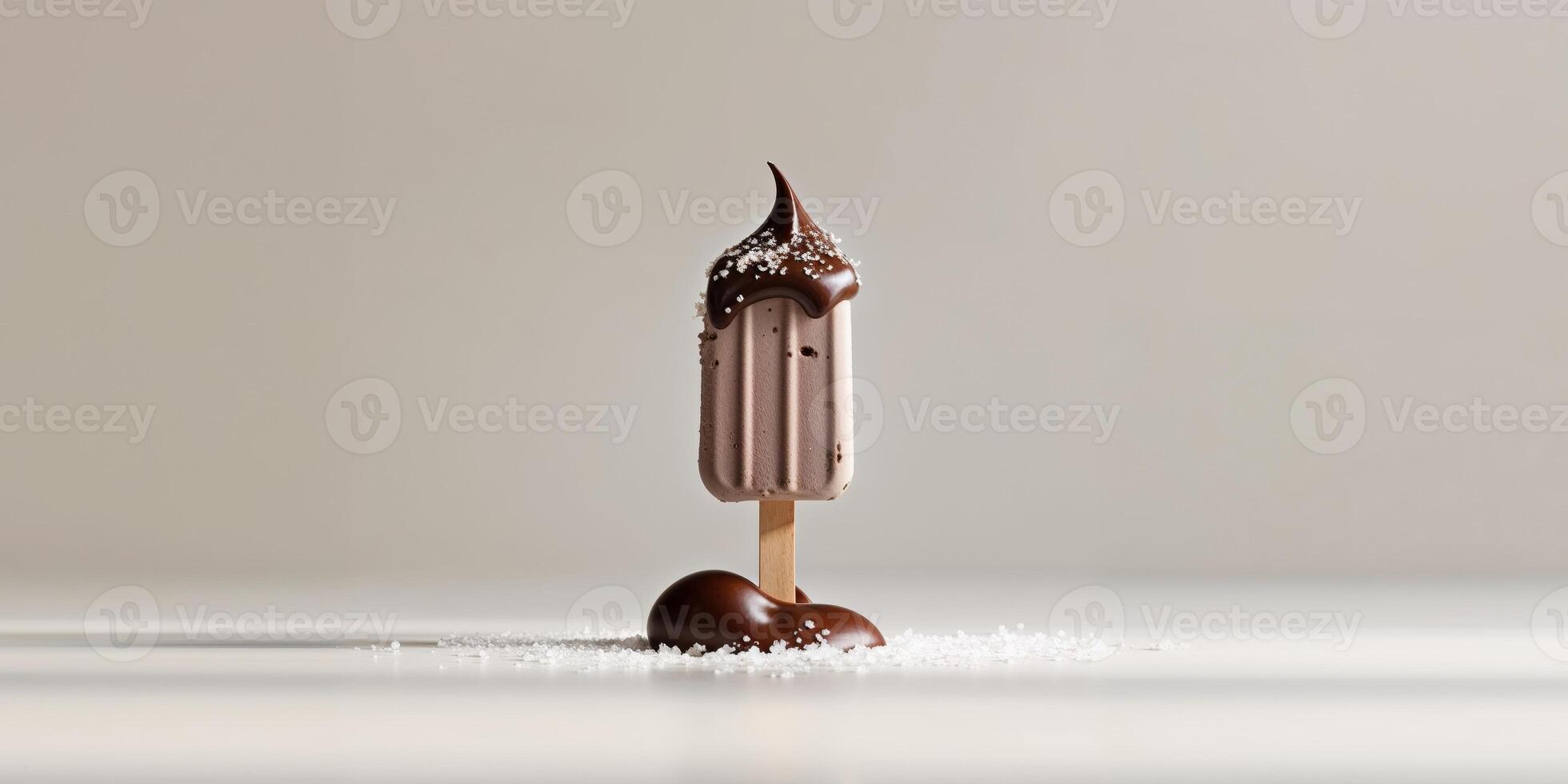 Chocolate covered ice cream popsicle on a stick photo