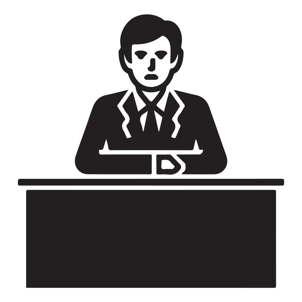Simple Black Silhouette of Psychologist on White vector
