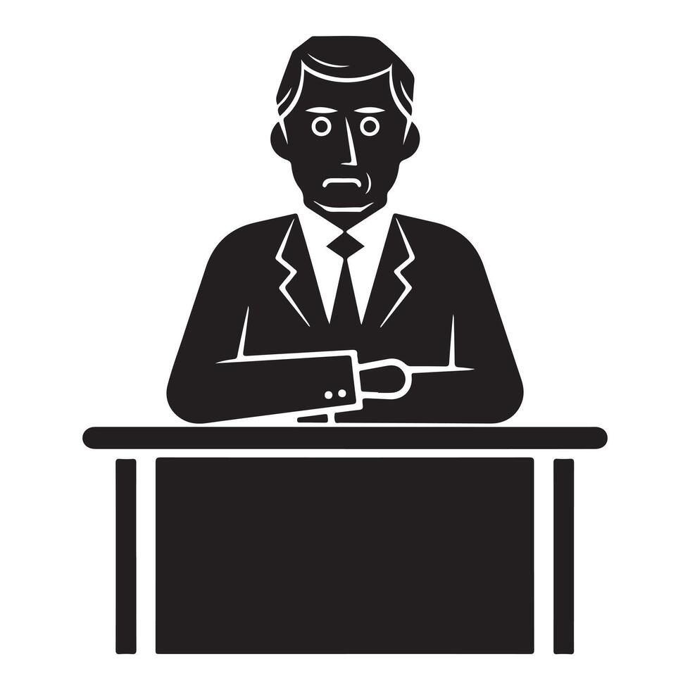 Silhouette of Psychologist in Black on White Background vector
