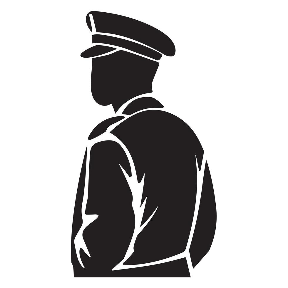 Black Silhouette of Postal Worker Side View with Thick Outline vector