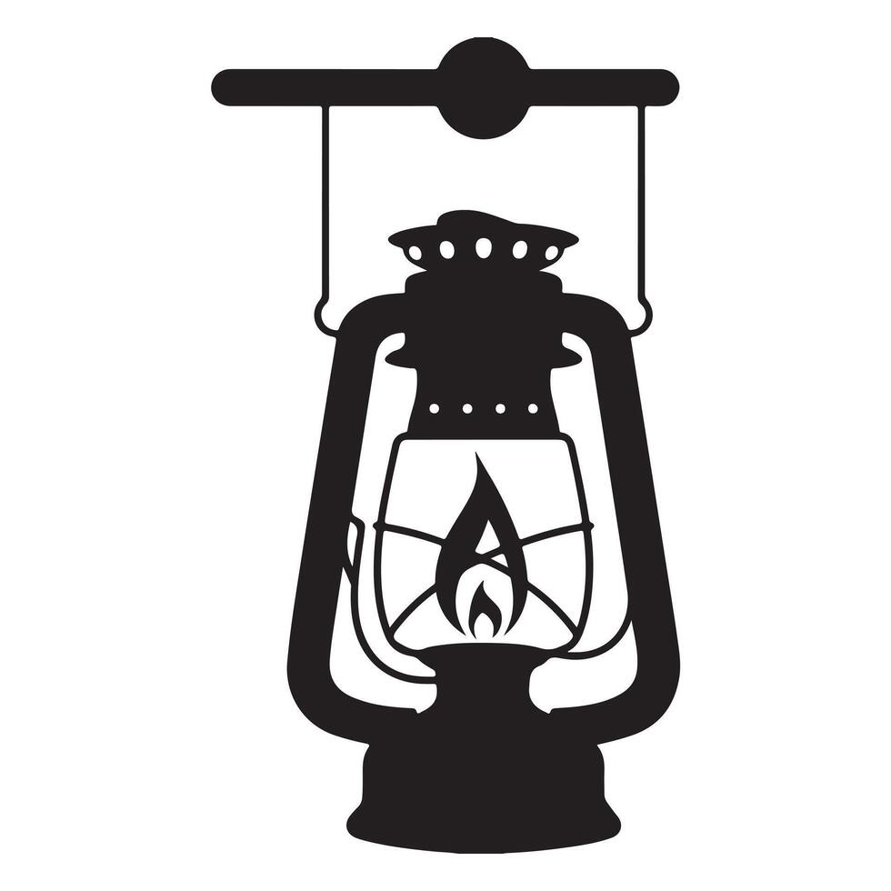 Kerosene Lantern Silhouette Art on White Background vector