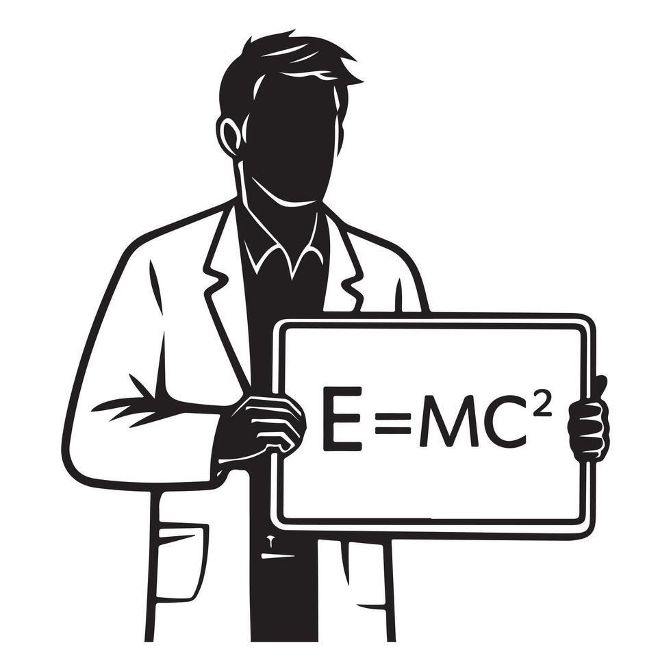 Black Physicist Image on Simple White Background vector