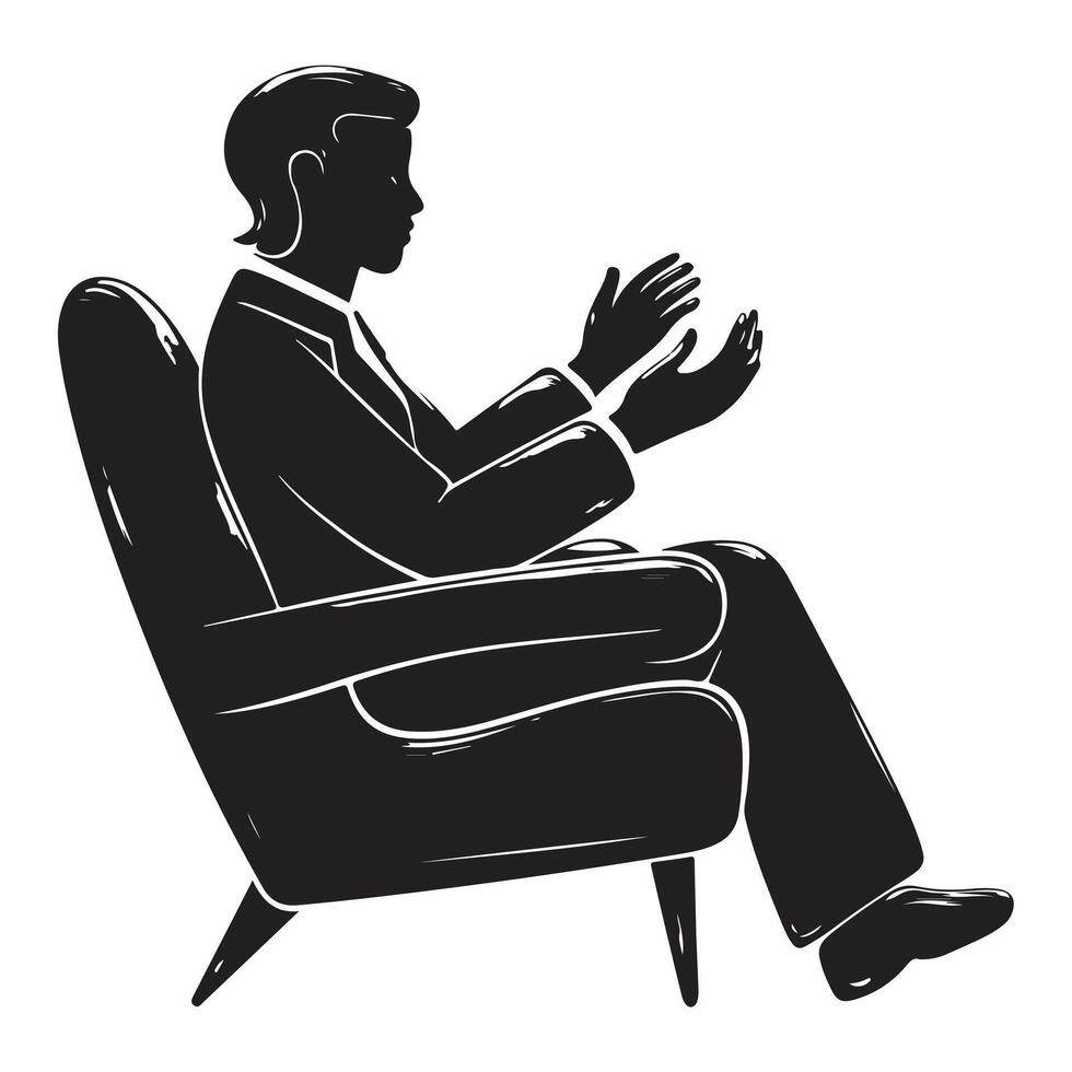 Side View of Mental Health Professional Silhouette vector