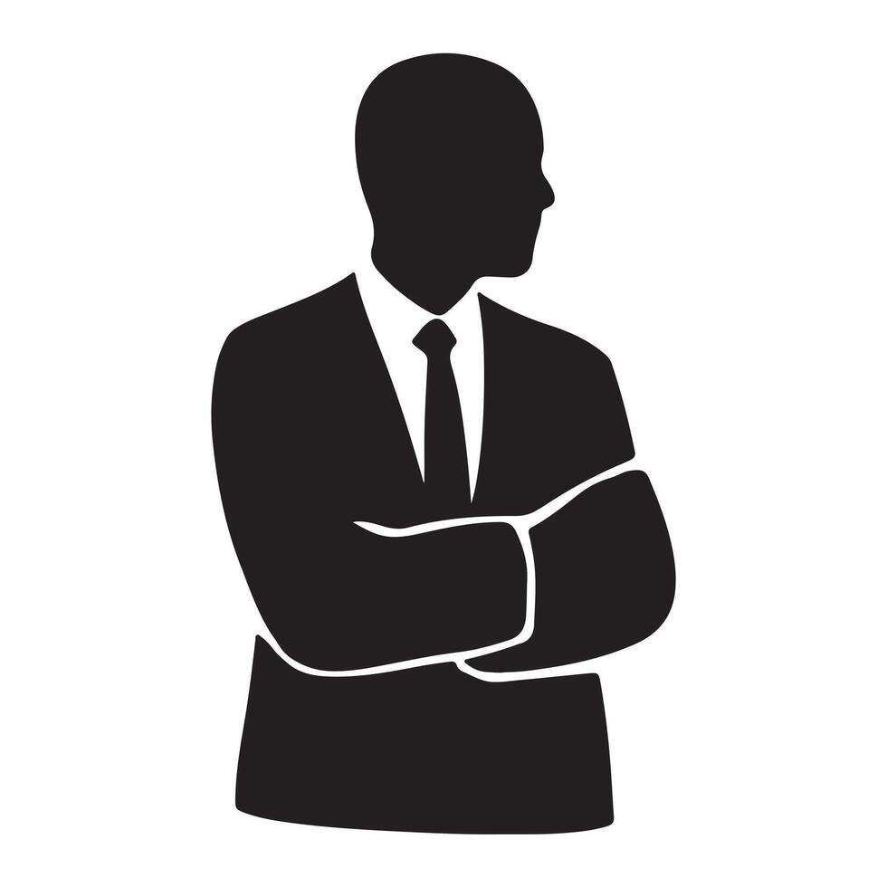 Black Social Worker Side View Silhouette with Thick Outline Isolated vector