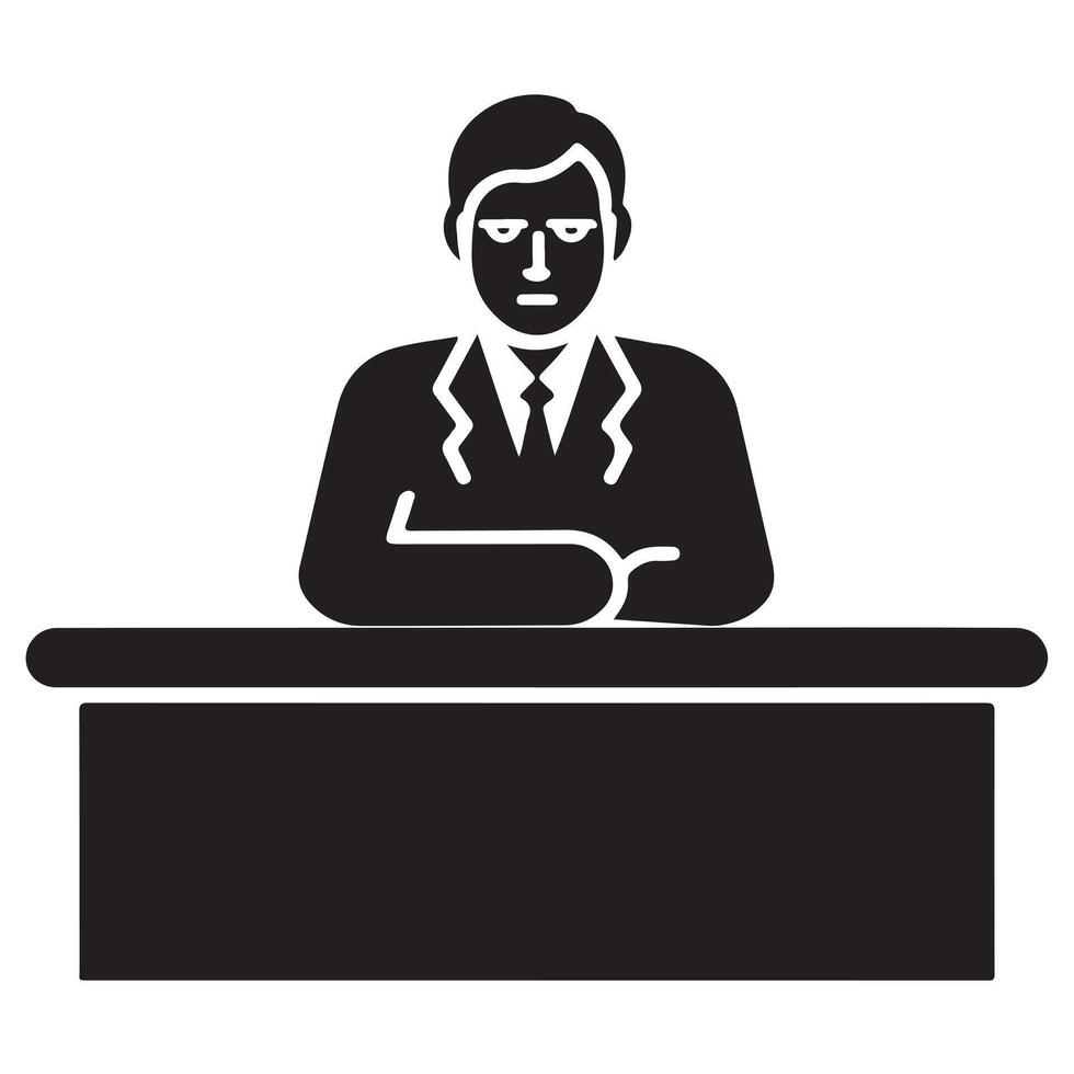 Psychologist Silhouette in Black on White Background vector