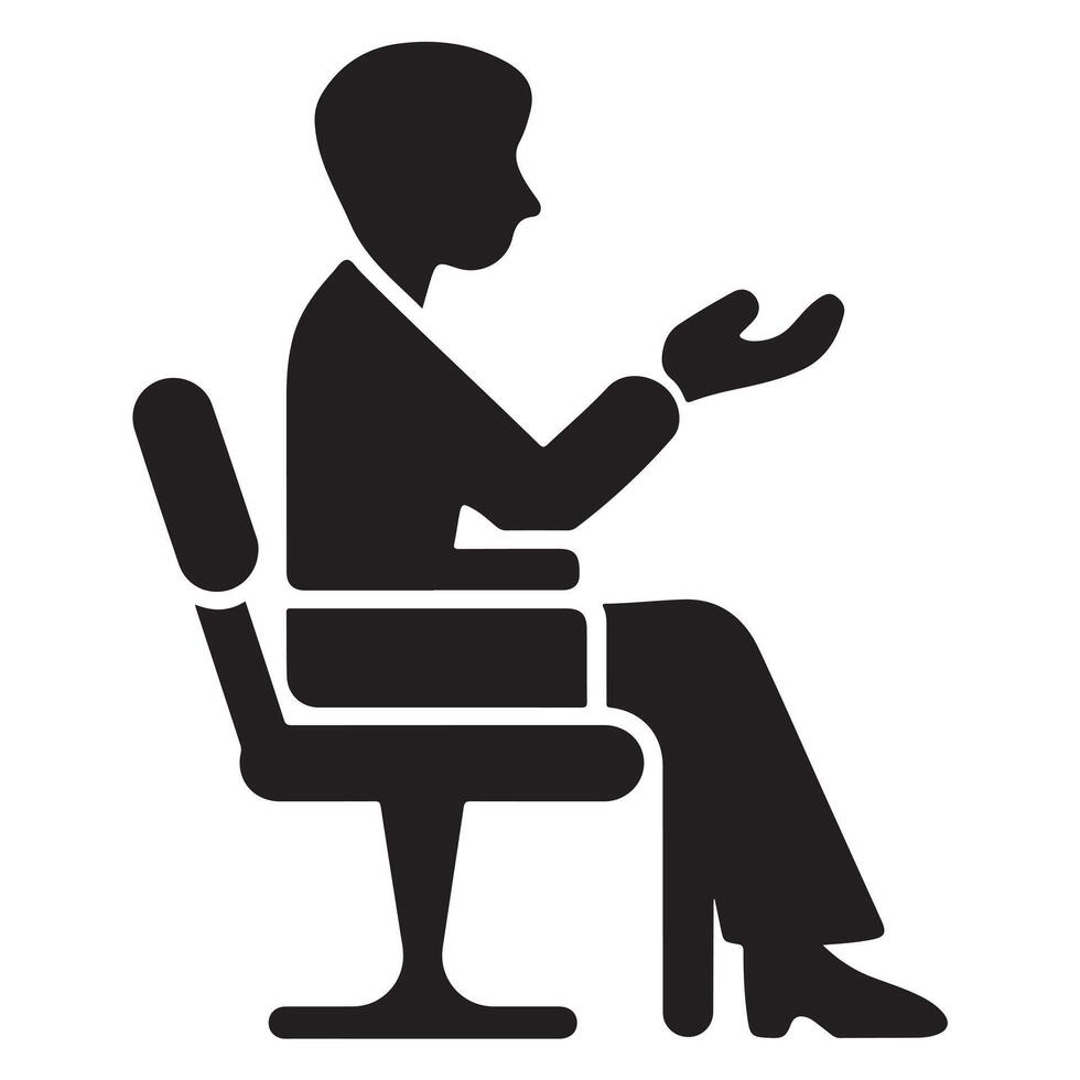 Black Silhouette of Psychologist Side View with Thick Outline vector