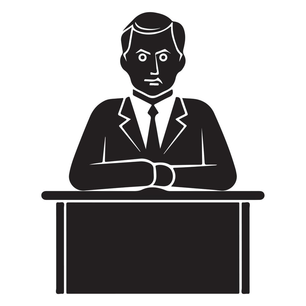 Black Silhouette of Psychologist on White Background vector