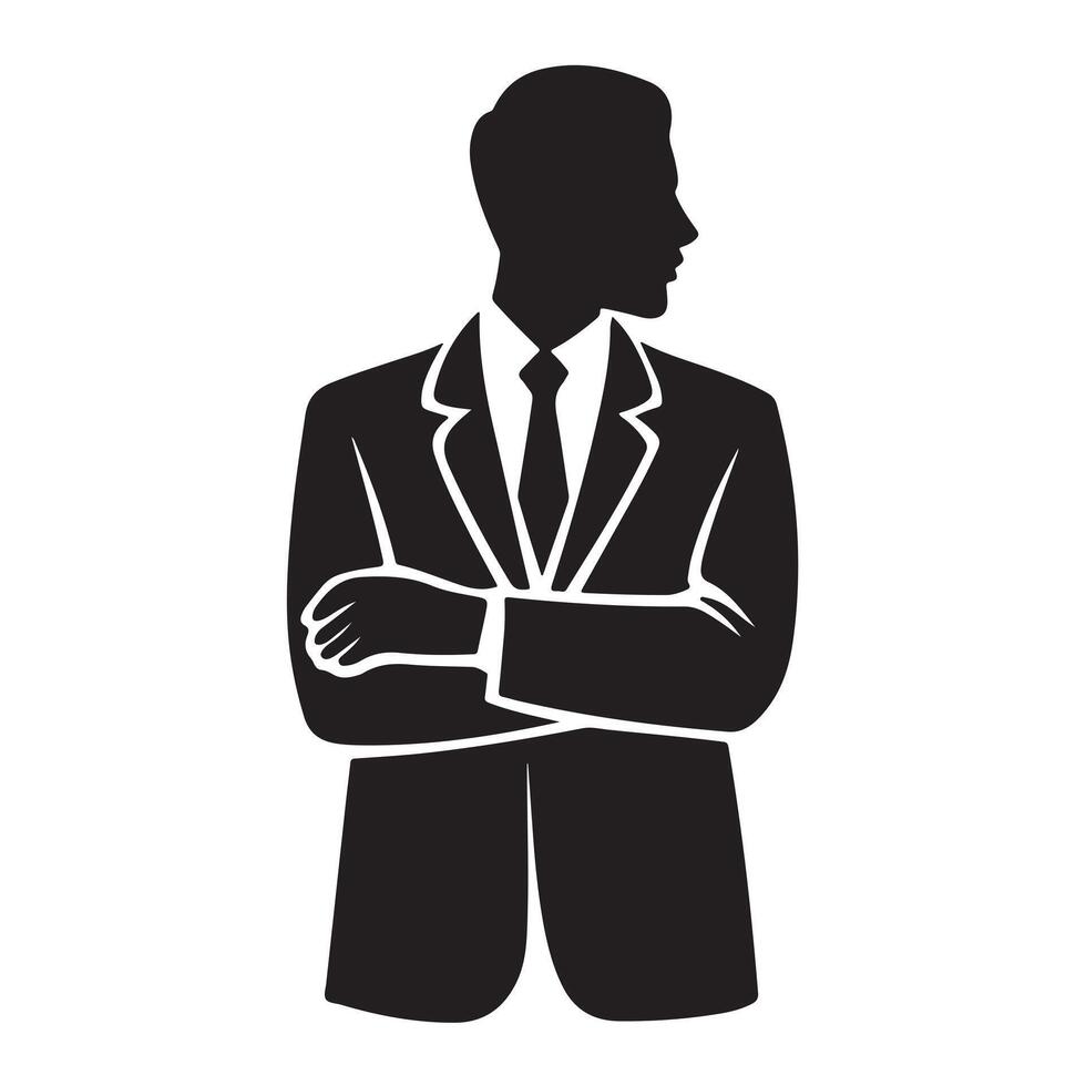 Social Worker Silhouette with Thick Outline in Side View Isolated vector