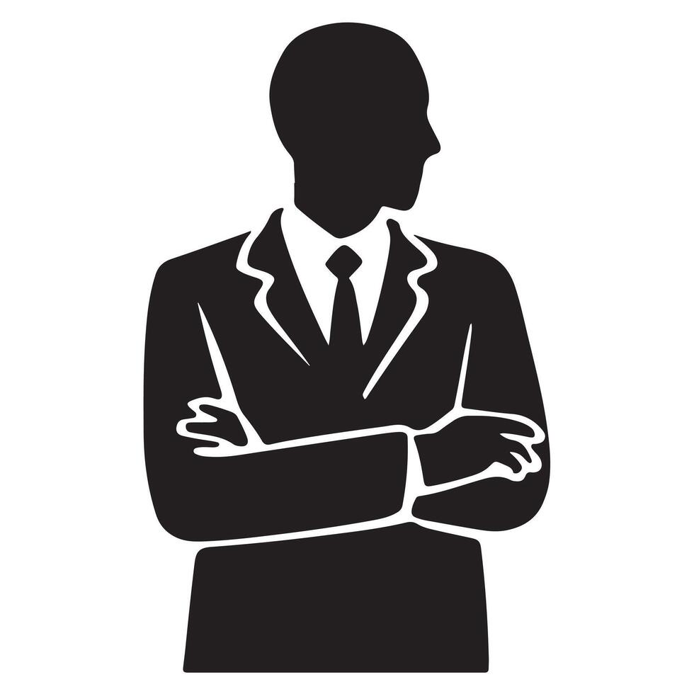 Social Worker Silhouette Side View with Bold Outline in Black Isolated vector