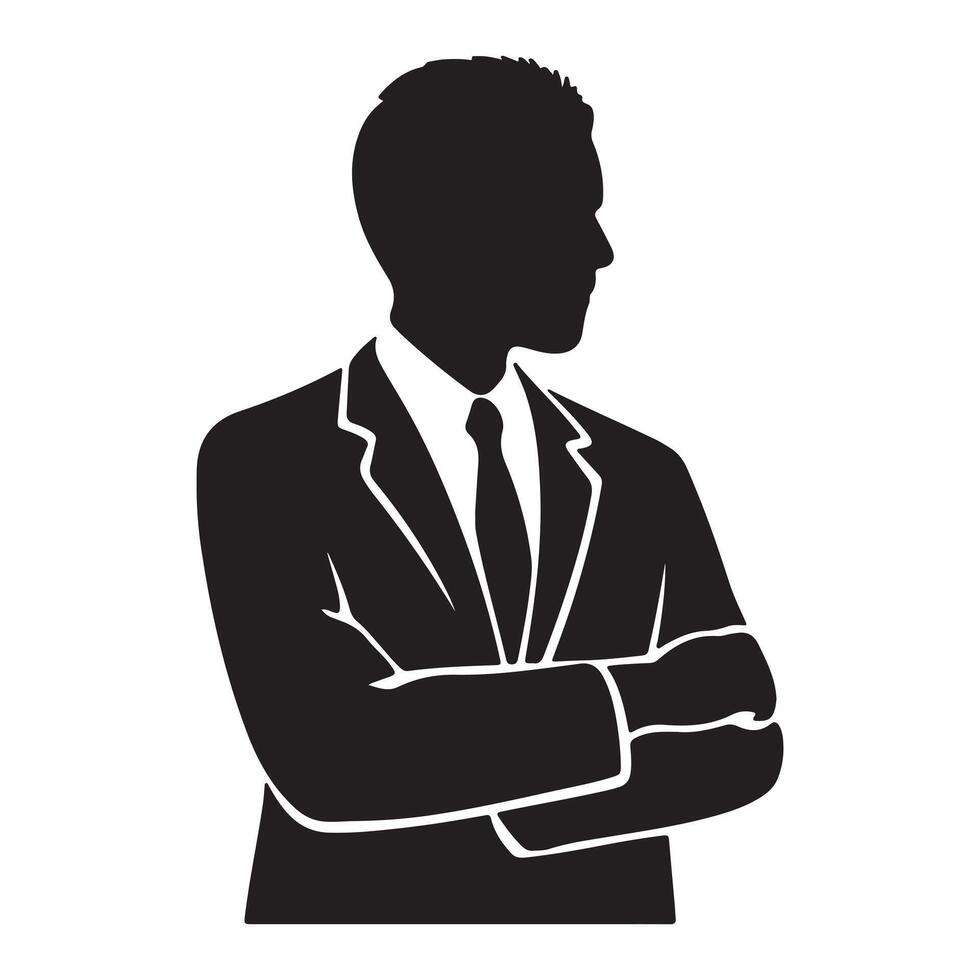 Black Silhouette of a Social Worker with Thick Outline Side View Isolated vector