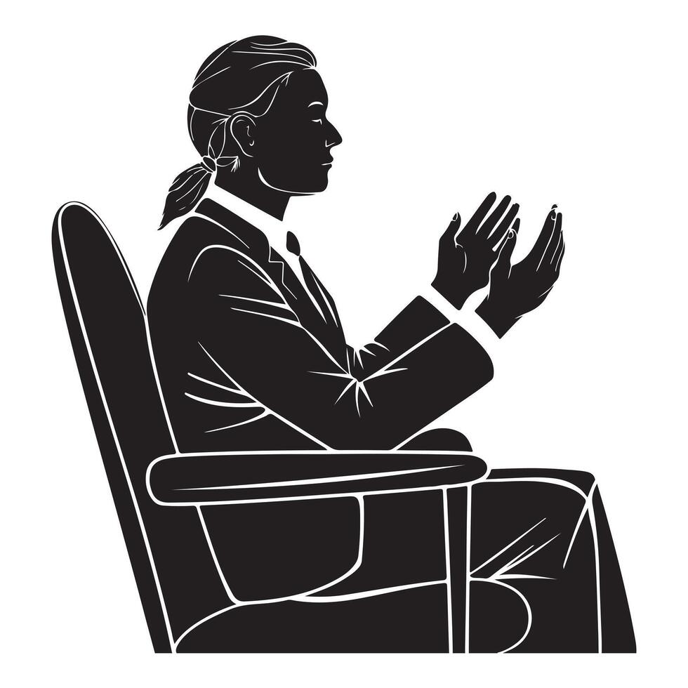 Isolated Psychologist Silhouette in Side View vector