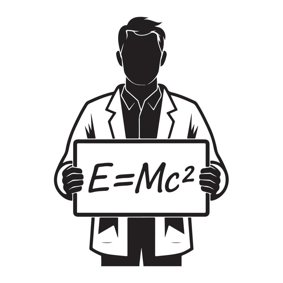 Physicist Silhouette in Black on White Background vector