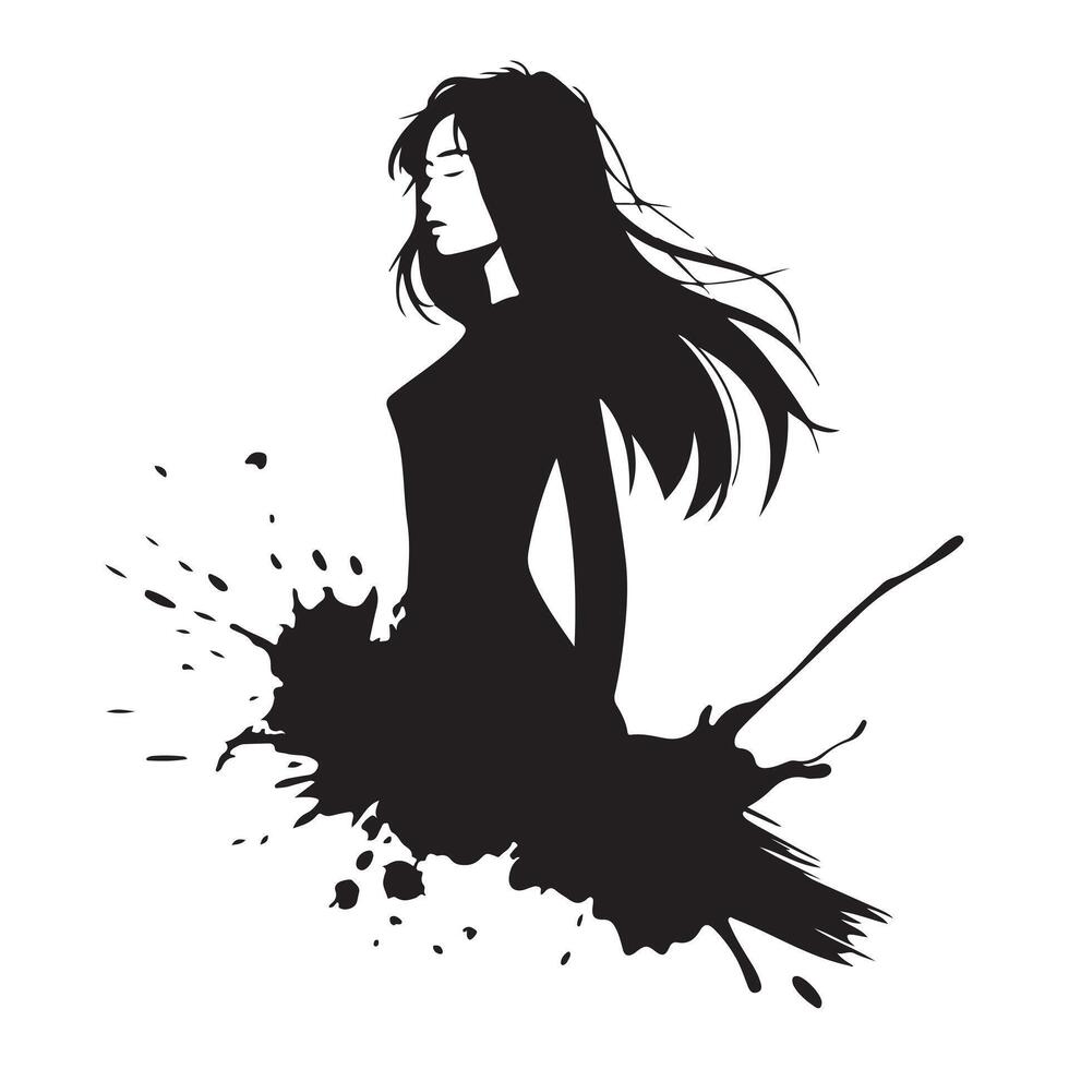 Ink Splash and Brush Stroke Silhouette Design on White Background vector