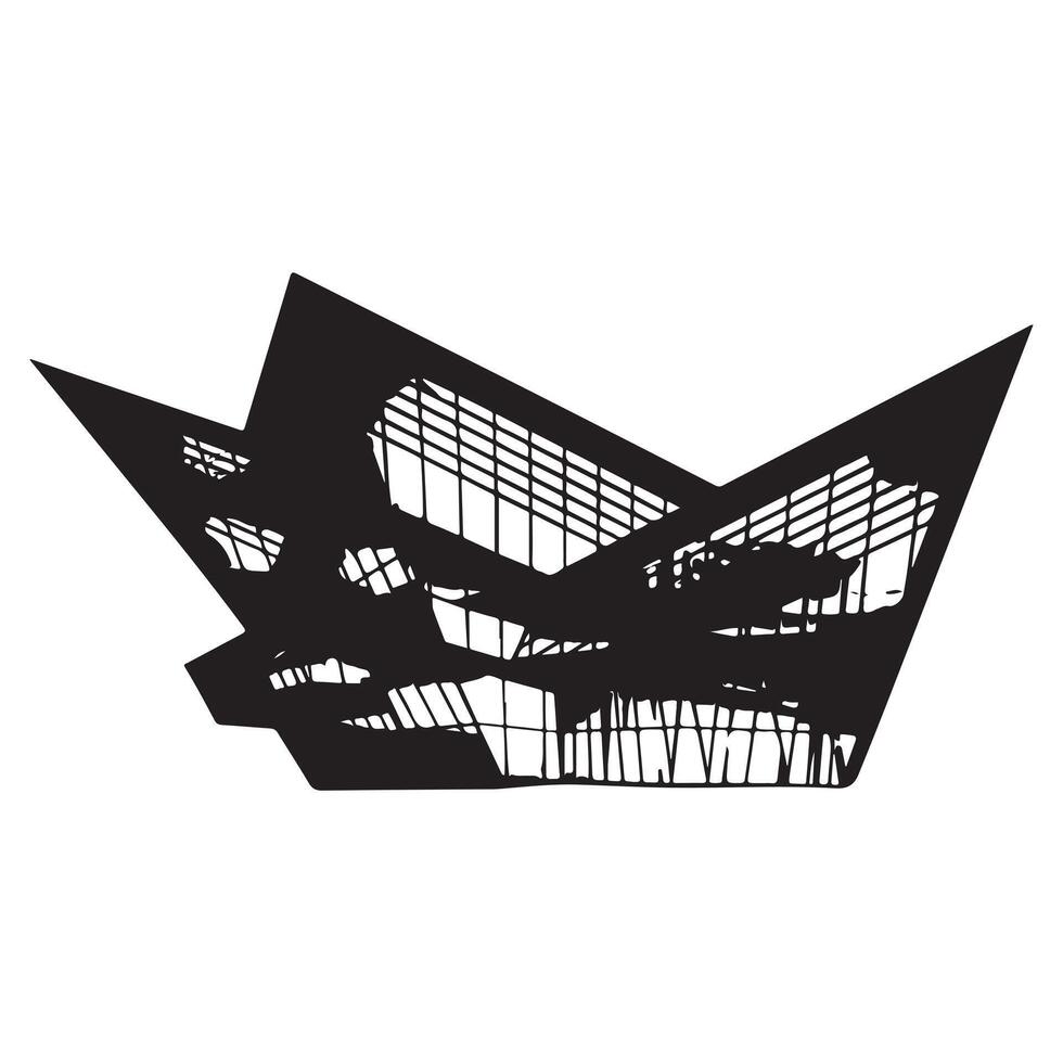 Architecture Silhouette with Building Outline on White Background Art vector