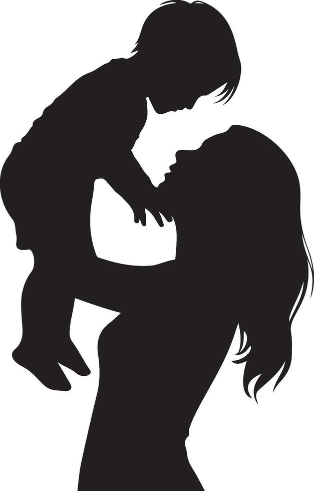 Loving Mother Holding Child in Silhouette vector